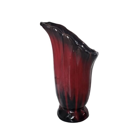 Vintage Danesi Arts Canada Ceramic Vase Ombre Red Drip Glaze Over Black - Picture 2 of 11